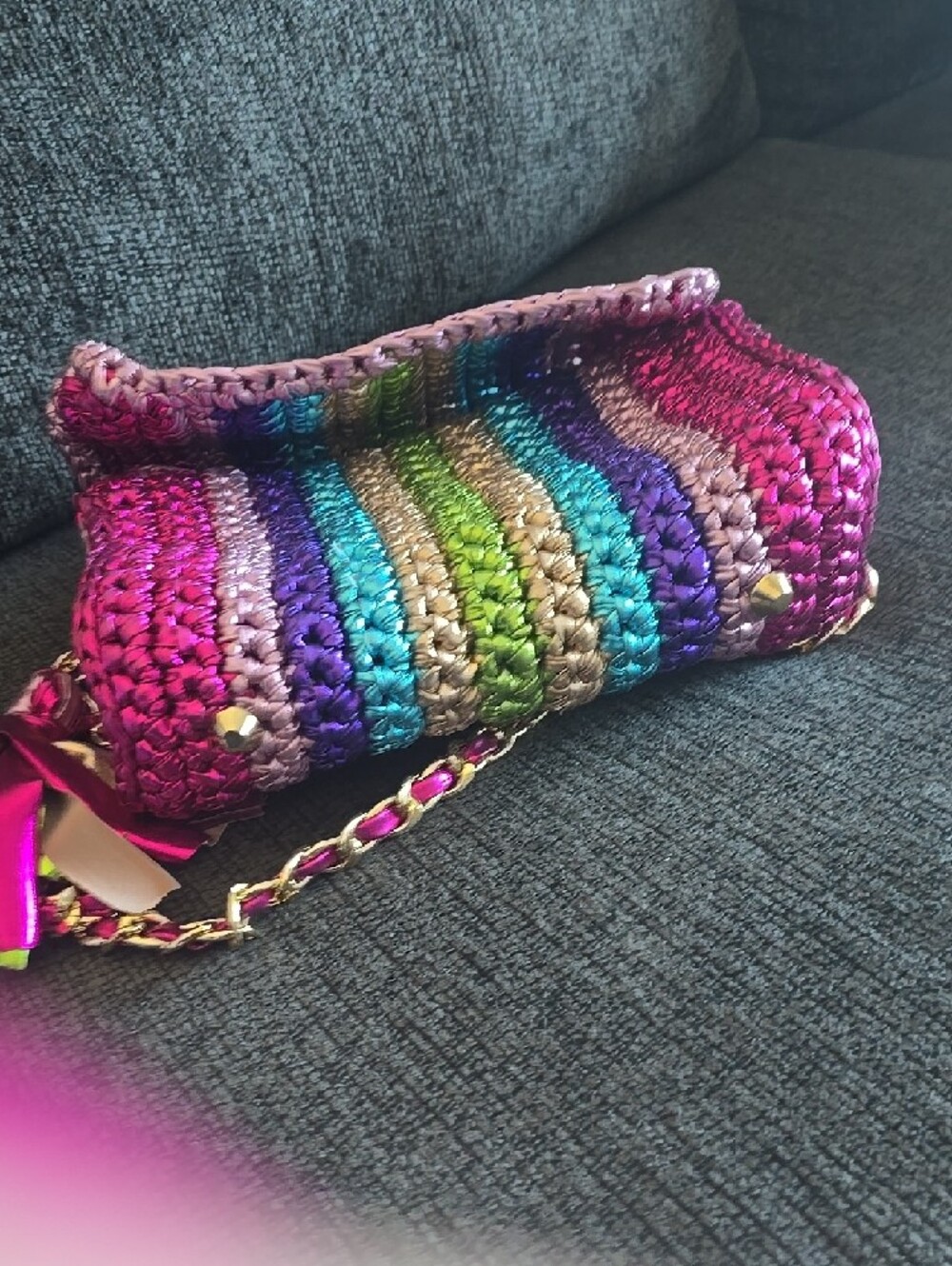 Multicolor Handwoven Crossbody Bag with Tassel - Picture 5 of 6